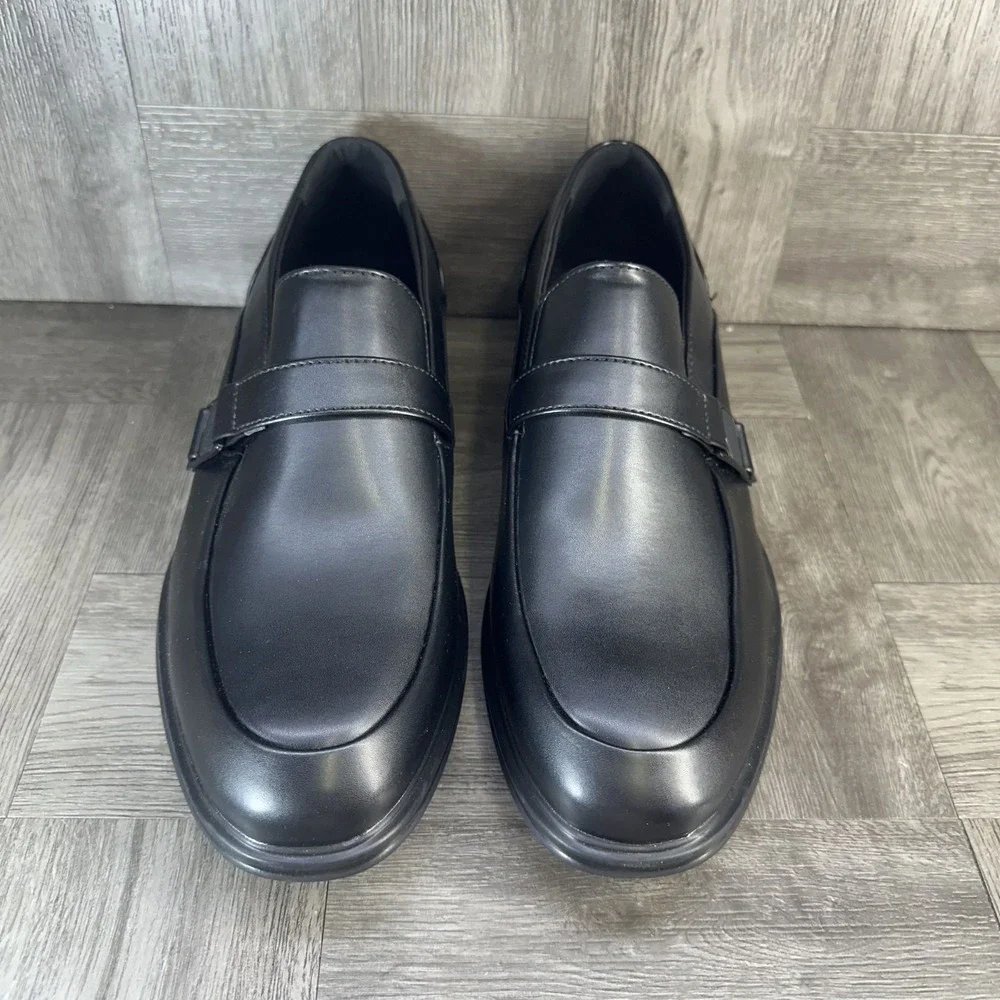 Perry Ellis Loafers Mens 11 Wide Black Dress Shoes Slip On Formal NEW